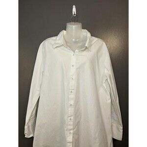 Denim & Co Shirt Womens XL White Long Sleeve Button Front Tunic Cotton